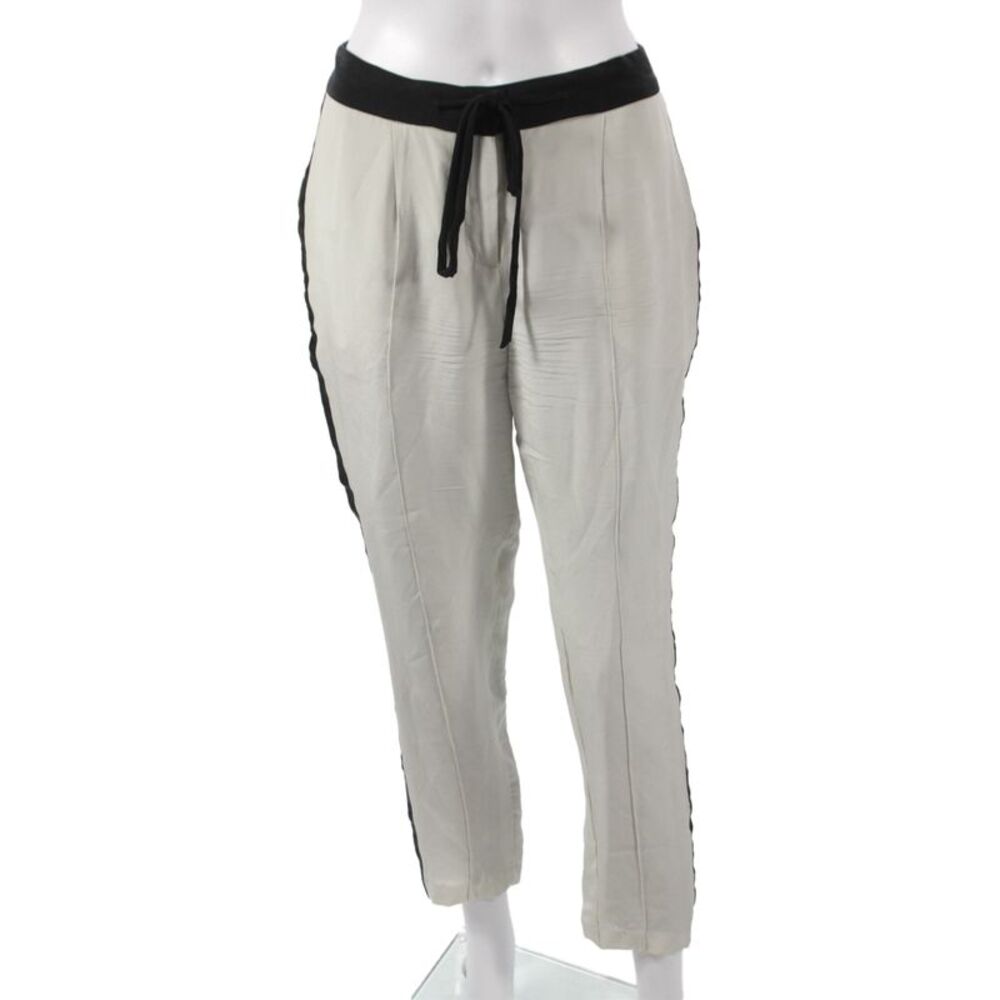 Kimberly Taylor Women Ankle Pants Silk Beige Drawstring Athleisure Size S